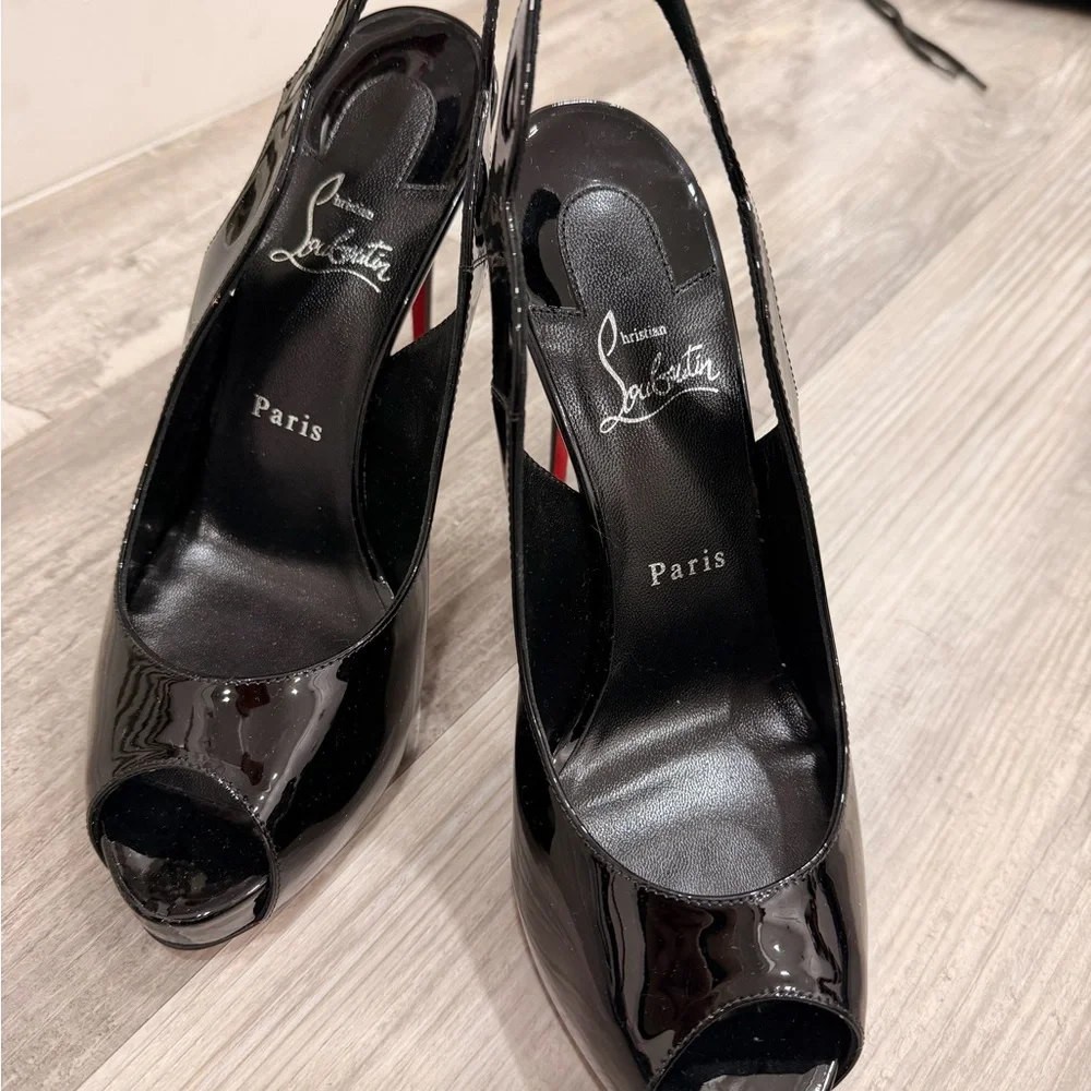 Christian Louboutin Hot Chick Sling Alta 120MM Patent Leather Heels size 40 - Picture 3 of 5